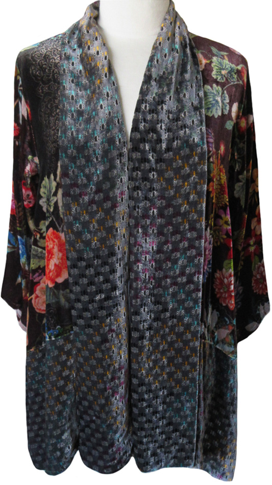 Johnny Was Floral print velvet kimono duster