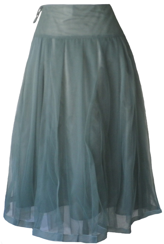 Lilith: Teal green tulle layered skirt