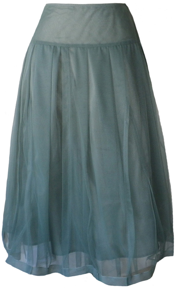 Lilith: Teal green tulle layered skirt