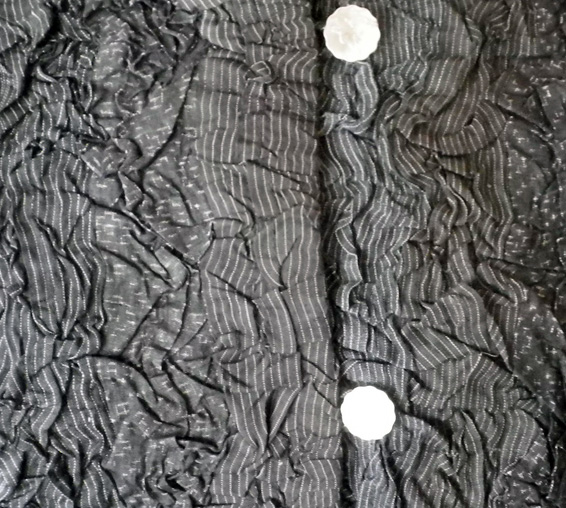 Itsuko Takeda: Black and gray textured ribbon jacket